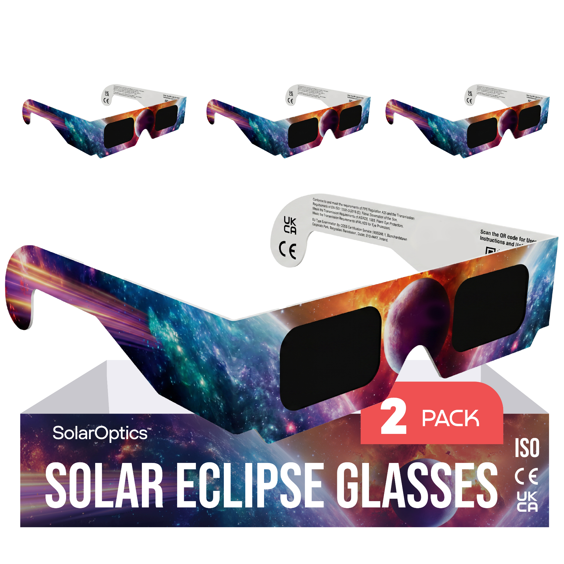 SolarOptics 2-Pack certified solar eclipse glasses